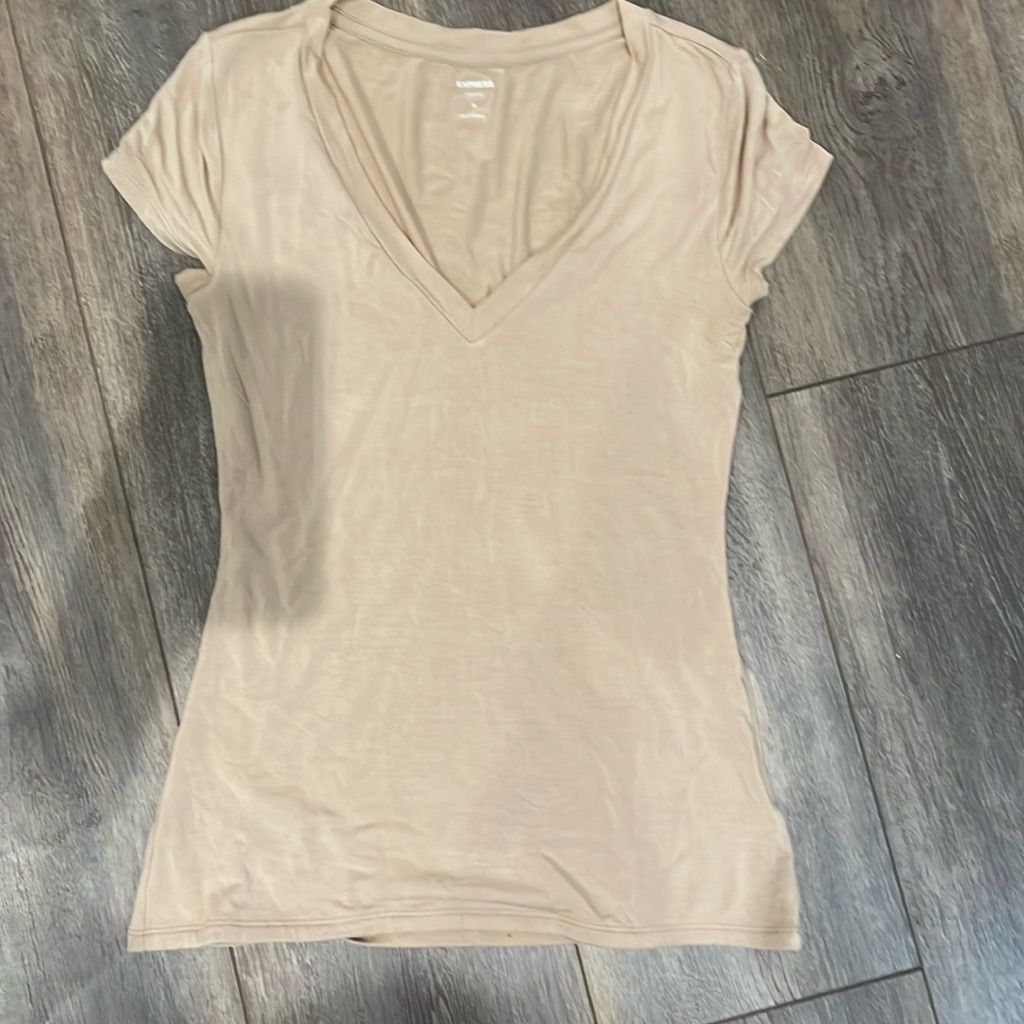 Express Supersoft Fitted V-Neck Double Layer Tee